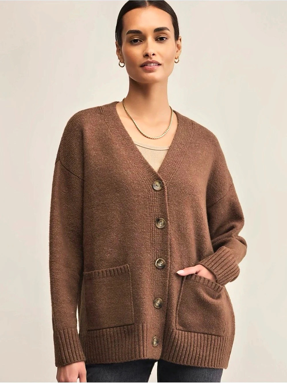 Z Supply Brown Button-Front Cardigan Size Small